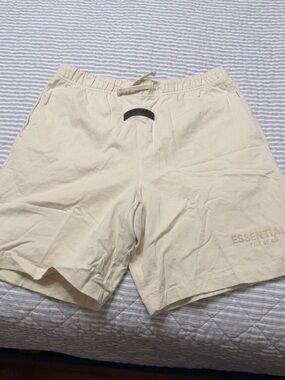 ESSENTIALS kids Cream Cotton Drawstring Shorts